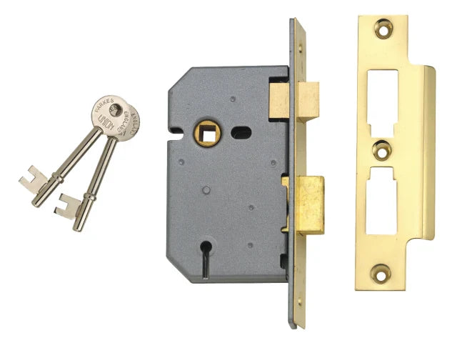 UNION 2277 3 Lever Mortice Sashlock Polished Brass 77.5mm 3in Box