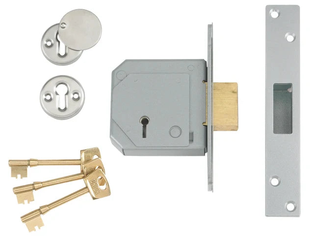 UNION 3G114E 5 Lever Mortice Deadlock C-Series 80mm 3in Satin Chrome