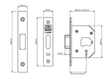 UNION StrongBOLT 2103S 3 Lever Mortice Deadlock Polished Brass 68mm 2.5in Visi