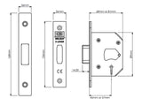 UNION StrongBOLT 2103S 3 Lever Mortice Deadlock Polished Brass 81mm 3in Visi