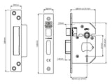 UNION StrongBOLT 2203S 3 Lever Mortice Sashlock Polished Brass 81mm 3in Visi