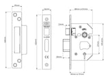 UNION StrongBOLT 2205S 5 Lever Mortice Sashlock Polished Brass 81mm 3in Visi