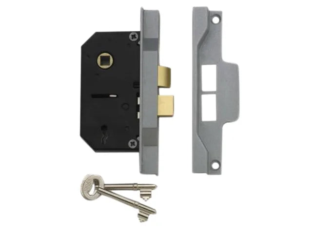 UNION 2242 2 Lever Mortice Rebated Sashlock Silver Enamel 65.5mm 2.5in Visi