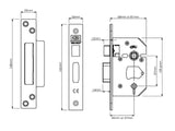 UNION StrongBOLT 22WCS Mortice Bathroom Lock Polished Brass 81mm 3in Visi