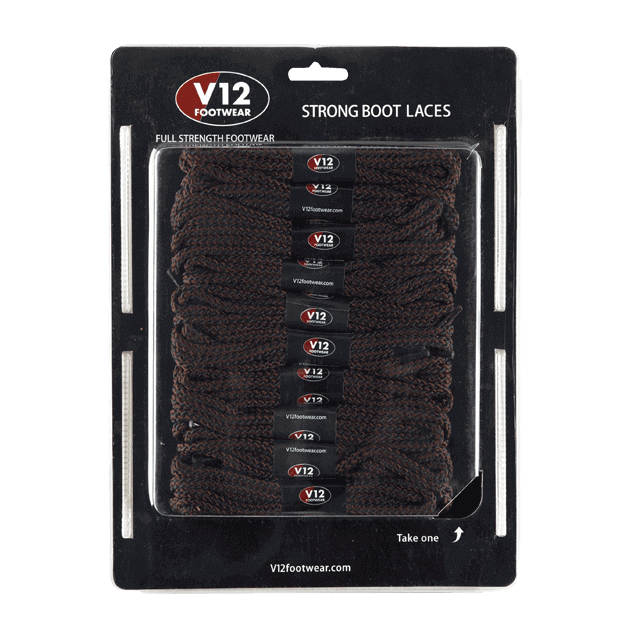 V12 Footwear Extra Tough Brown/Black 140Cm Lace Card (10Pk)