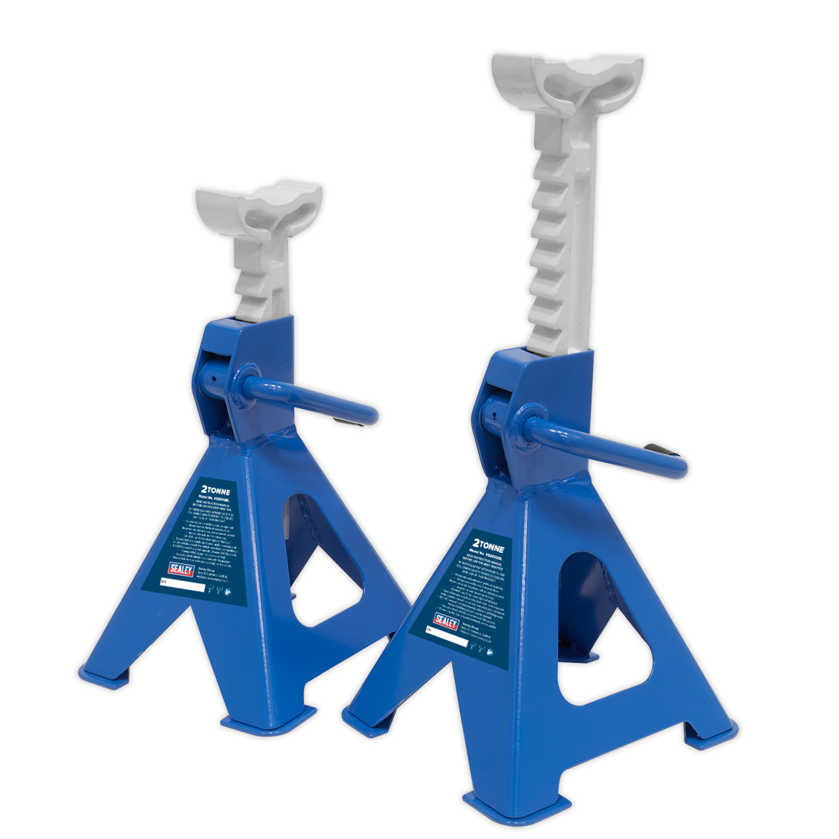 Sealey Axle Stands (Pair) 2 Tonne Capacity per Stand Ratchet Type - Blue