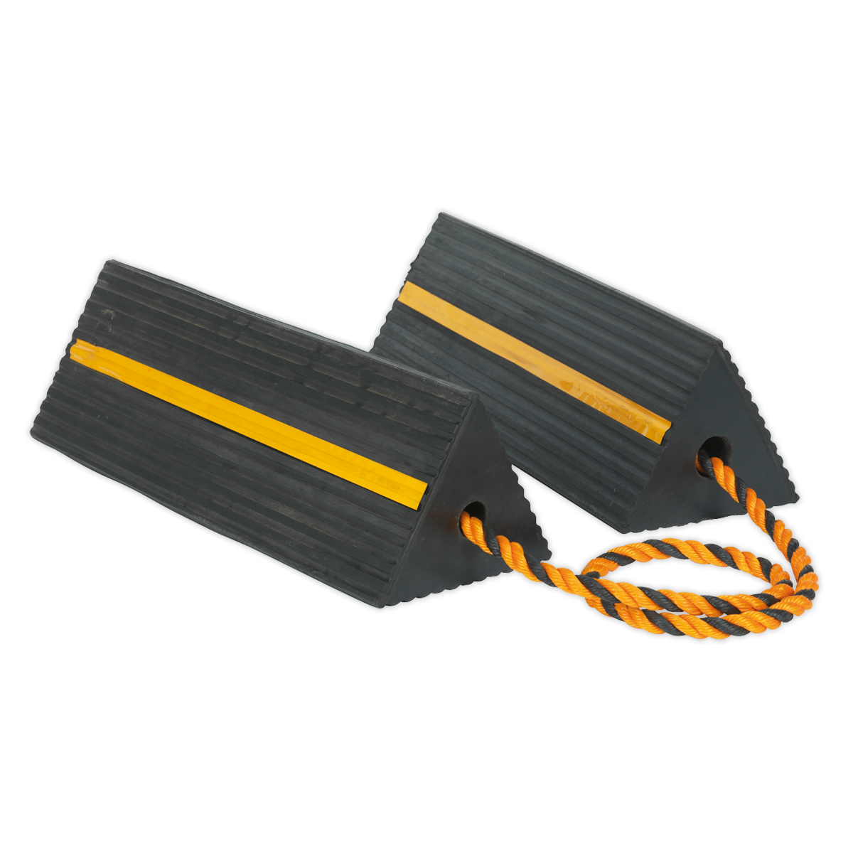 Sealey Heavy-Duty Rubber Wheel Chocks - Pair