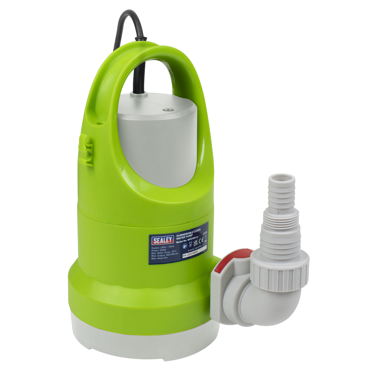 Sealey Submersible Clean Water Pump 100L/min 230V