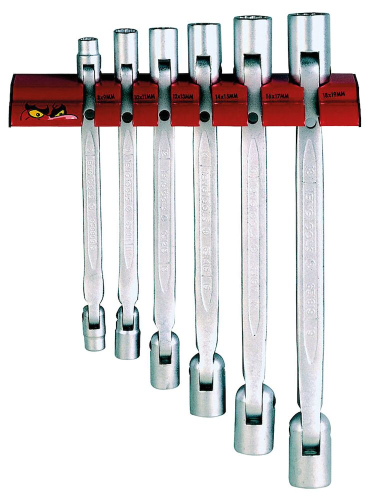 Teng Tools Double Flex Wrench Set Wall Rack 6 Pieces GS Workwear