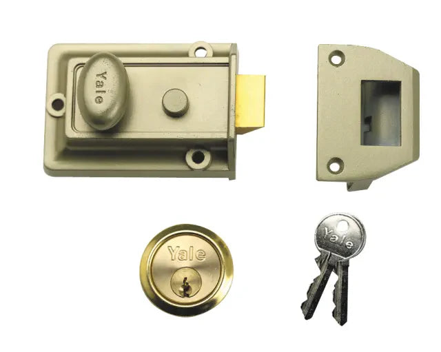 Yale Locks P77 Traditional Nightlatch 60mm Backset Nickel Brass Finish Box