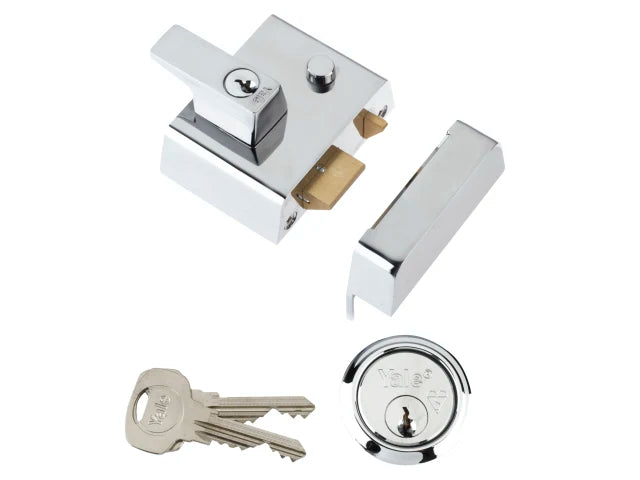 Yale Locks P2 Double Security Nightlatch 40mm Backset Chrome Finish Visi