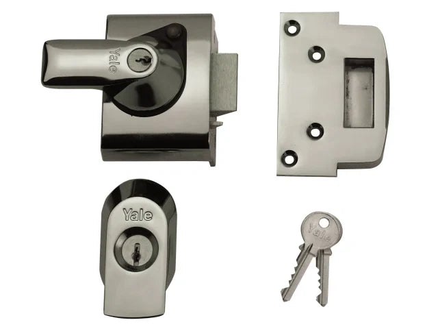 Yale Locks BS2 Nightlatch British Standard Lock 40mm Backset Chrome Finish Visi