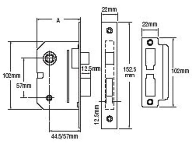 Yale Locks PM236 Bathroom 2 Lever Sashlock Polished Chrome 67mm 2.5in