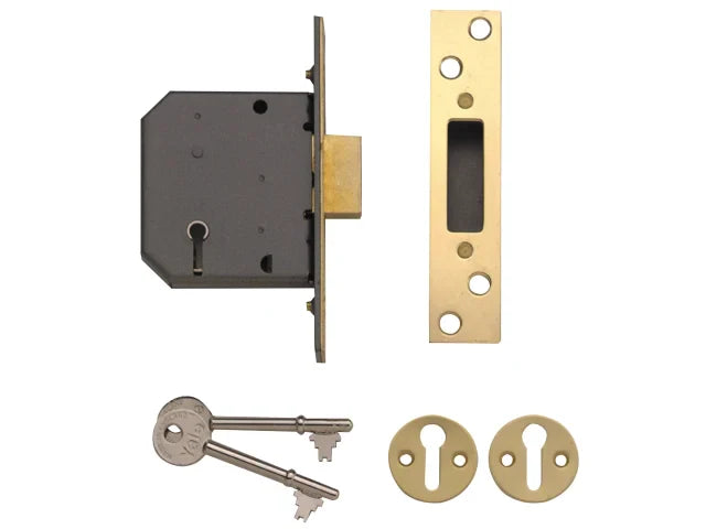 Yale Locks PM552 5 Lever Mortice Deadlock 80mm 3in Polished Brass