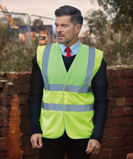 Yoko Hi-Vis 2-Band-And-Braces Waistcoat (Hvw100) - Lime