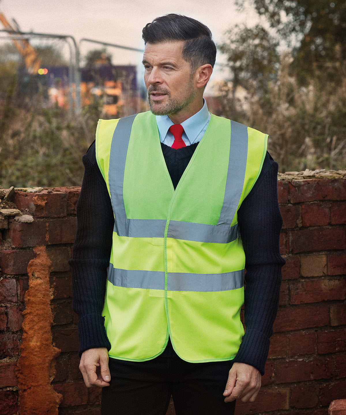 Yoko Hi-Vis 2-Band-And-Braces Waistcoat (Hvw100) - Lime Yoke/Yellow