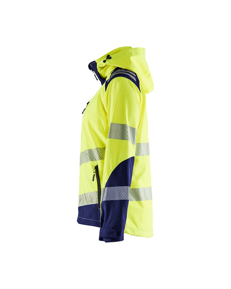 Blaklader Women's Hi-Vis Softshell Jacket 4791 #colour_hi-vis-yellow-navy-blue