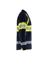 Blaklader Multinorm Pique Long Sleeved 3438 #colour_navy-blue-hi-vis-yellow