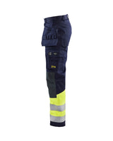 Blaklader Multinorm Craftsman Trousers 1479 #colour_navy-blue-hi-vis-yellow