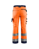 Blaklader Women's Hi-Vis Trousers without Nail Pockets 7155 #colour_orange-navy-blue