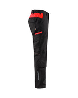 Blaklader Industry Trousers Stretch with Knee Pad Pockets 1448 - Black/Red #colour_black-red