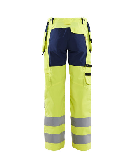 Blaklader Women's Hi-Vis Trousers with Stretch 7163 #colour_hi-vis-yellow-navy-blue