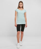 Build Your Brand Basic Women's Wide Neck Tee - Ocean Blue