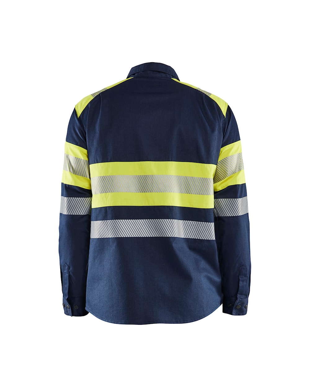 Blaklader Multinorm Shirt 3229 #colour_navy-blue-hi-vis-yellow