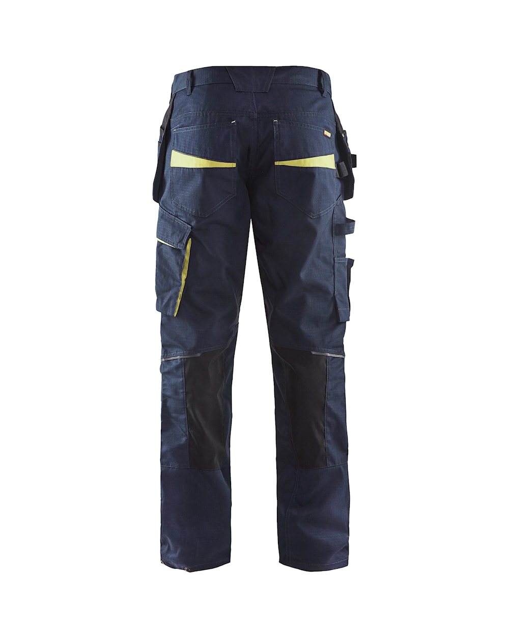 Blaklader Service Trousers with Stretch And Nail Pockets 1496 #colour_dark-navy-blue-hi-vis-yellow