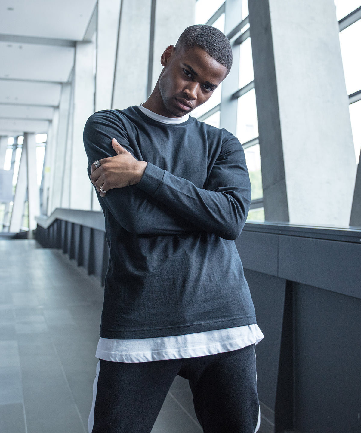 Build Your Brand Long Sleeve With Cuff Rib