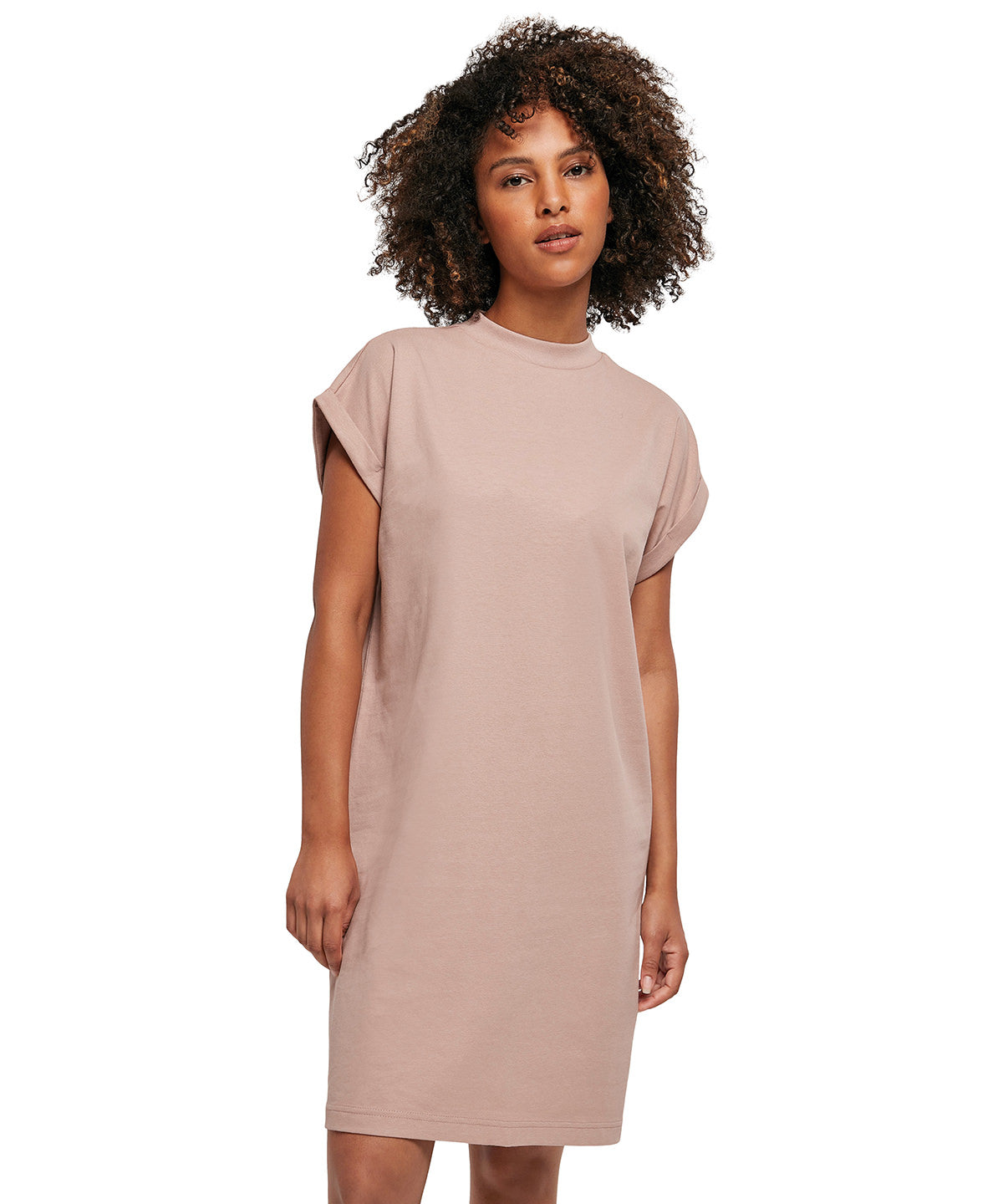 Build Your Brand Women's Turtle Extended Shoulder Dress - Dusk Rose