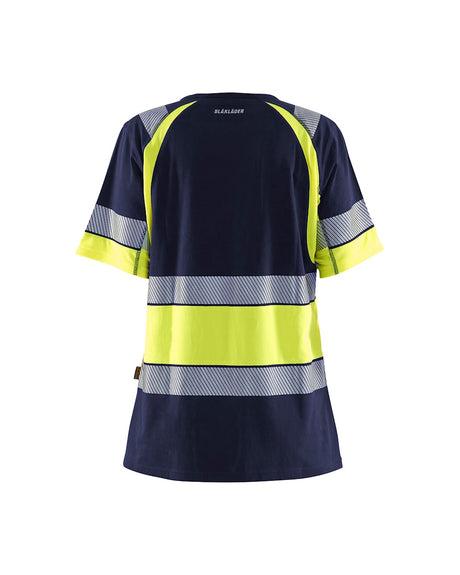 Blaklader Women's Hi-Vis T-Shirt 3410 #colour_navy-blue-hi-vis-yellow
