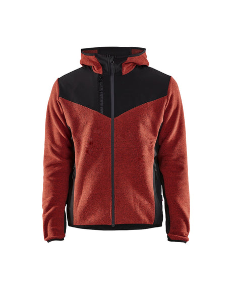 Blaklader Knitted Jacket with Softshell 5940 #colour_burned-red-black