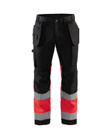 Blaklader Hi-Vis Trousers with Stretch 1558 - Black/Hi-Vis Red