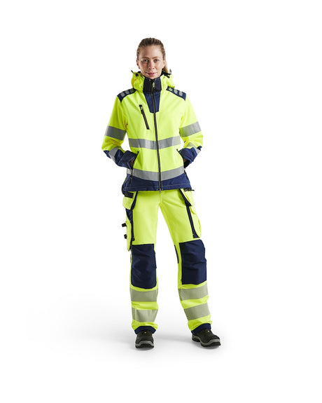 Blaklader Women's Hi-Vis Softshell Jacket 4791 #colour_hi-vis-yellow-navy-blue