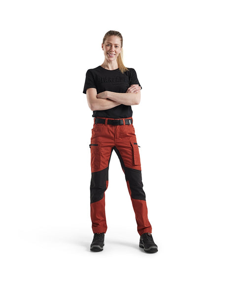 Blaklader Women's Service Trousers Stretch 71591845 #colour_burned-red-black