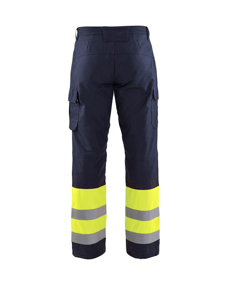 Blaklader Multinorm Winter Trousers 1869 #colour_navy-blue-hi-vis-yellow