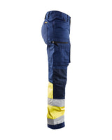 Blaklader Women's Hi-Vis Trousers with Stretch 7161 #colour_navy-blue-hi-vis-yellow