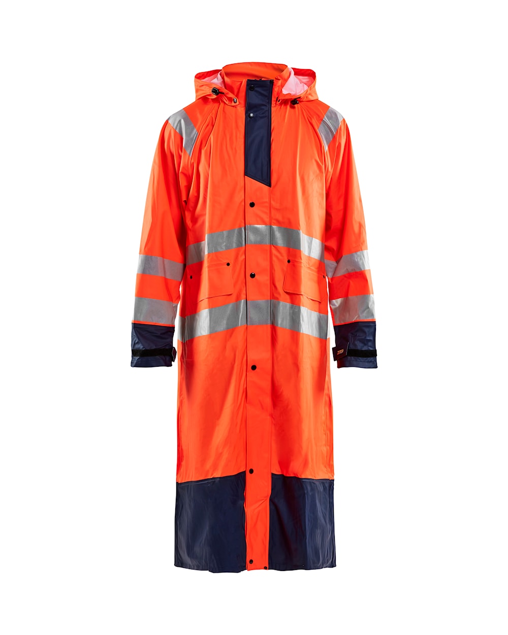 Blaklader Rain Coat Hi-Vis Level 1 4325 #colour_orange-navy-blue