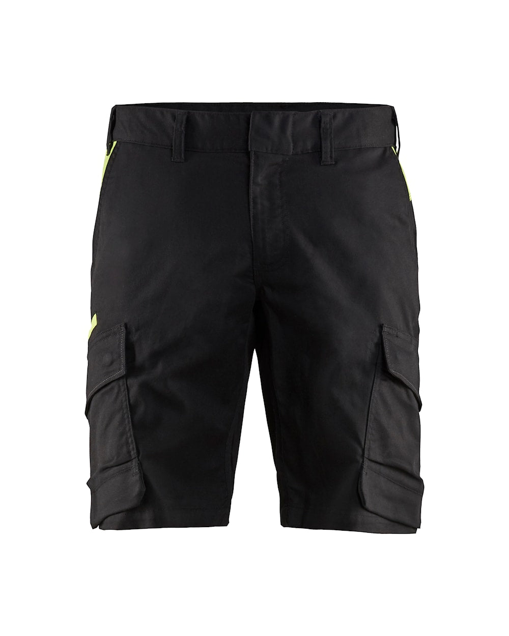 Blaklader Industry Shorts Stretch 1446 #colour_black-hi-vis-yellow