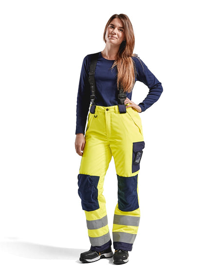Blaklader Women's Hi-Vis Winter Trousers 7885 #colour_hi-vis-yellow-navy-blue