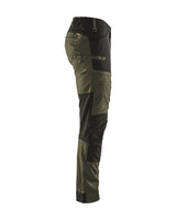 Blaklader Service Trousers with Stretch 1456 - Dark olive green/Black #colour_dark-olive-green-black