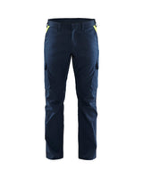 Blaklader Industry Trousers Stretch 1444 - Dark navy blue/Hi-vis yellow #colour_dark-navy-blue-hi-vis-yellow