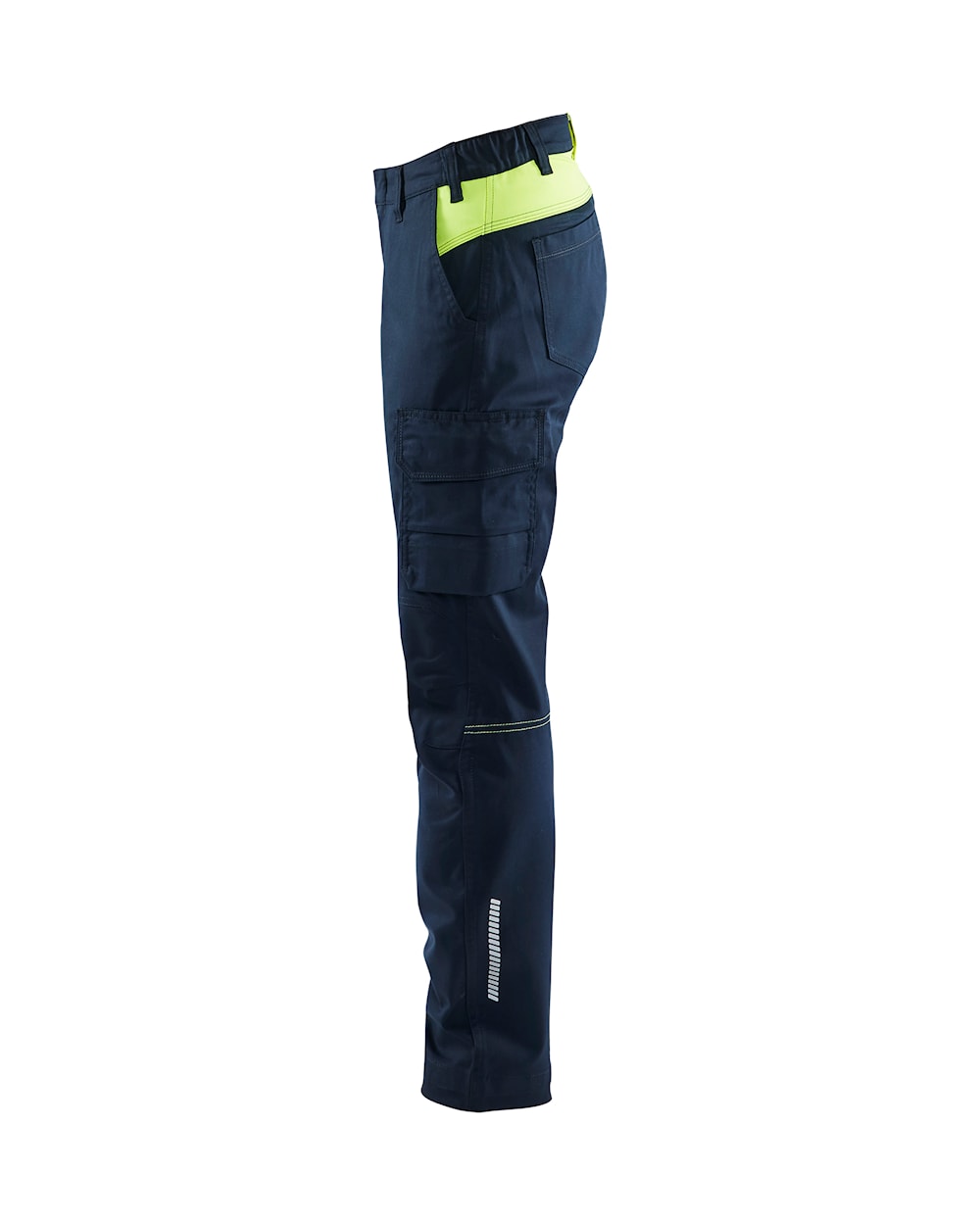 Blaklader Women's Industry Trousers Stretch 7144 #colour_dark-navy-blue-hi-vis-yellow