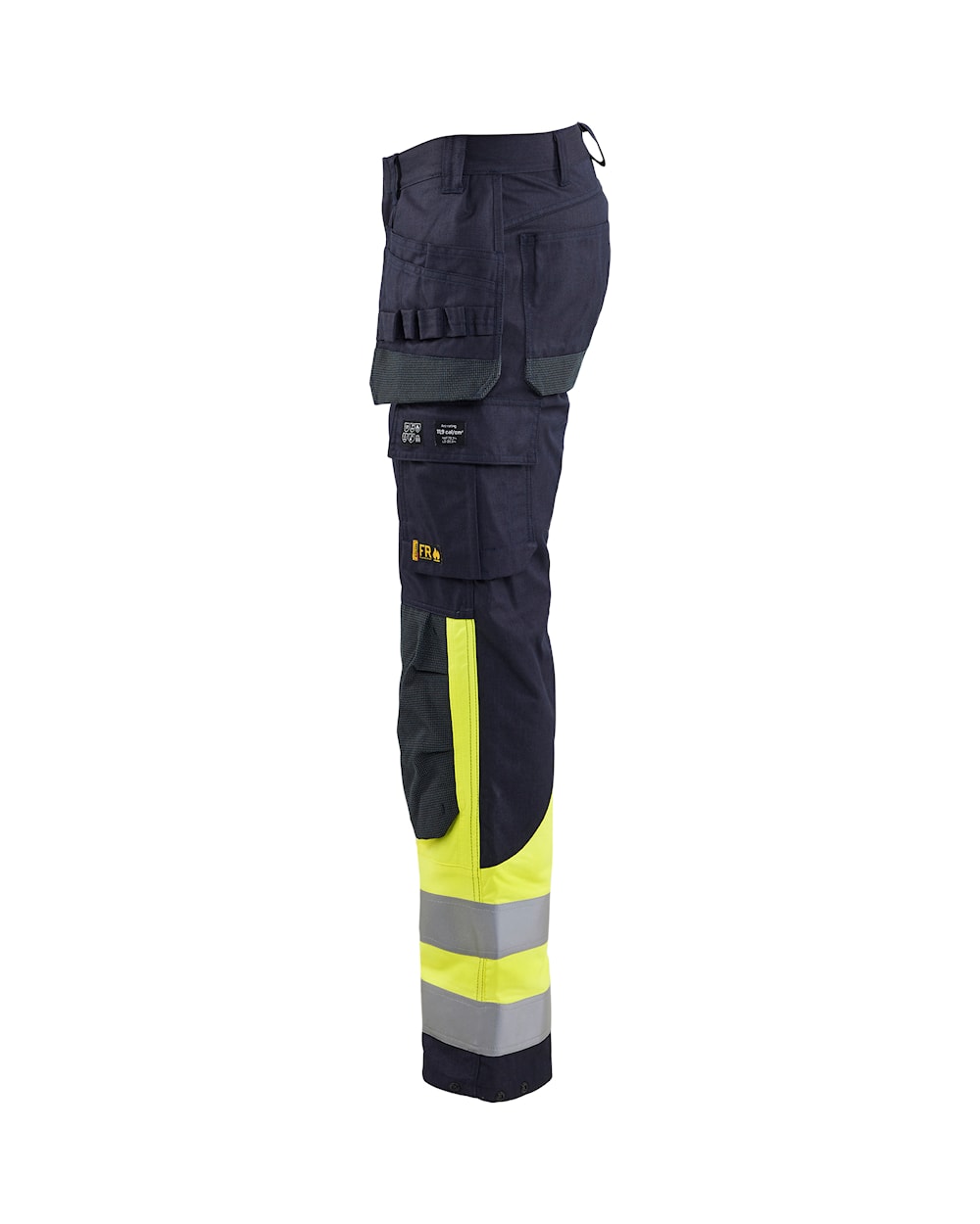 Blaklader Multinorm Inherent Trousers 1489 #colour_navy-blue-hi-vis-yellow