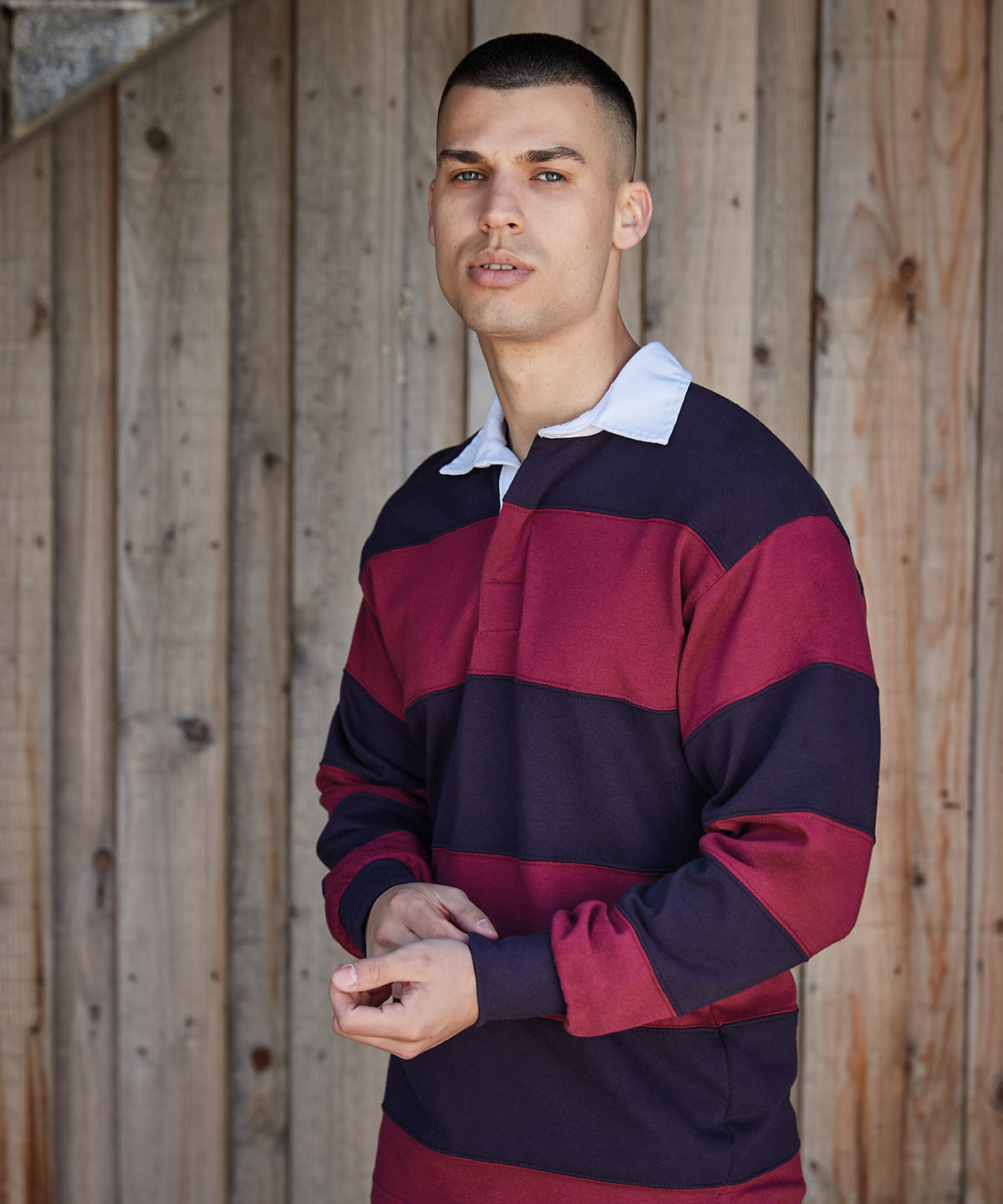 Front Row Sewn Stripe Long Sleeve Rugby Shirt