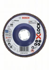 Bosch Professional X-LOCK Flap Discs - Straight Version, Plastic Plate - 125mm - G 80 - X571 - Best for Metal
