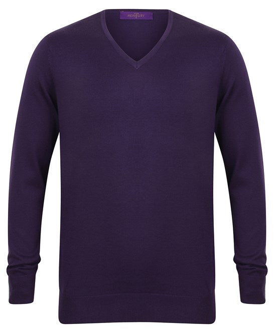 Henbury 12 Gauge V-Neck Jumper