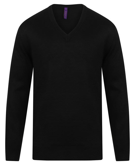 Henbury Cashmere Touch Acrylic V-Neck Jumper