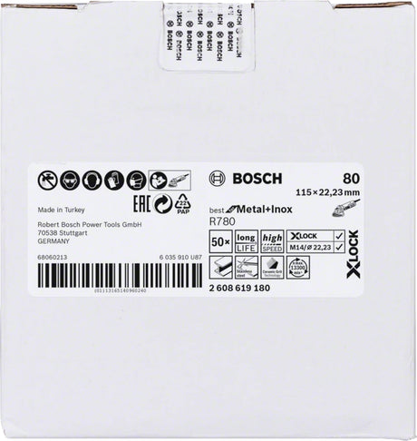 Bosch Professional X-LOCK Fibre Disc R780 - Best for Metal + Inox - 115 x 22.23 mm, G80